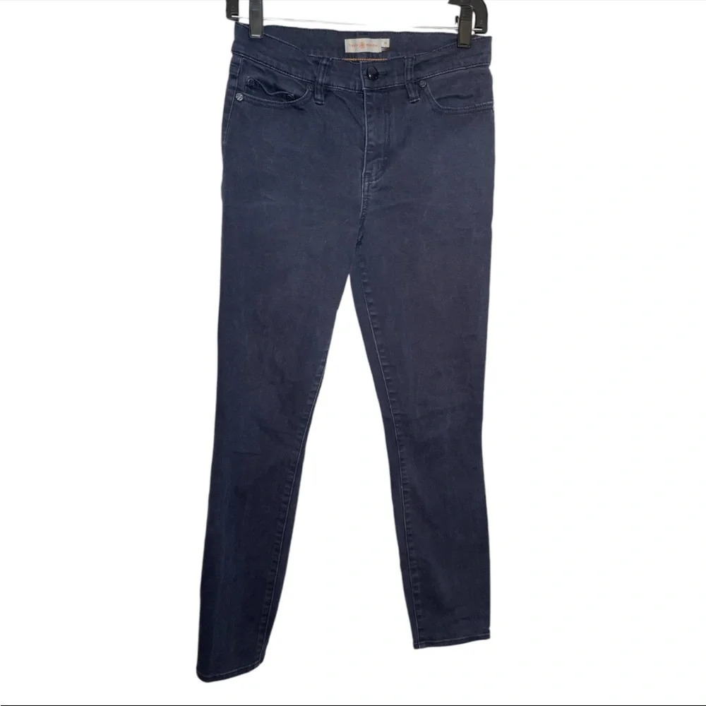 Tory Burch Womens wash Black Mid-Rise Skinny Leg Jeans size 26